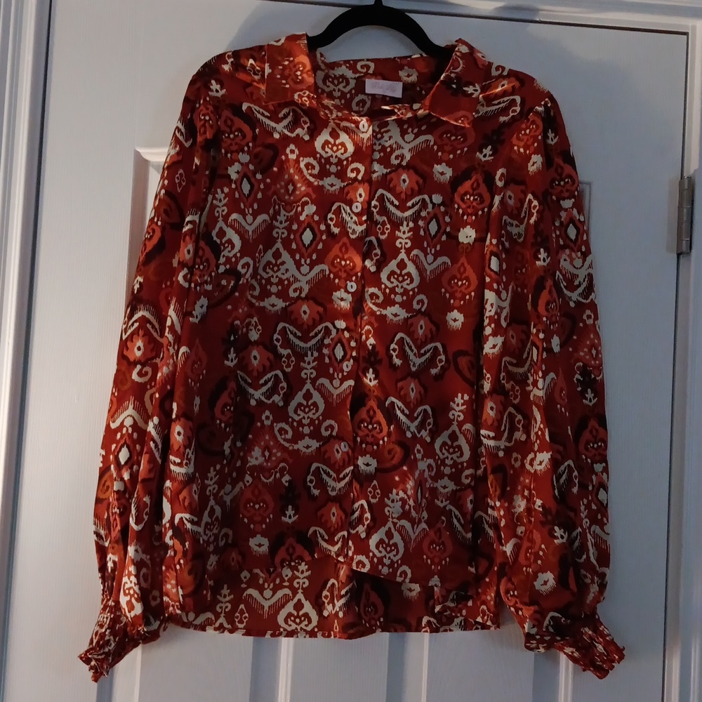 Pink Lily  button down boho blouse Boutique Size L New in packaging